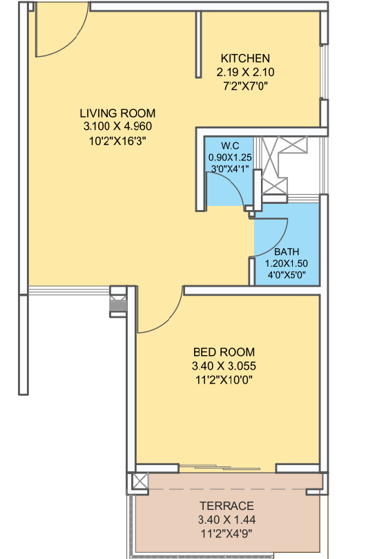 VTP Pegasus Kharadi 1 BHK Plan